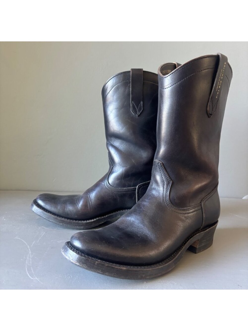 Rolling Dub Trio Boots Mens Size 8 Loro Black Horsebutt Pull-On Roper Western